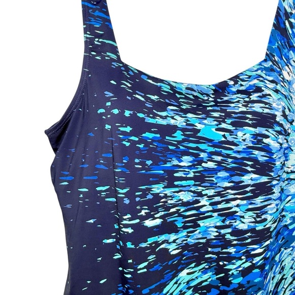 Swimsuits For All Chlorine Resistant Blue Square Neck One Piece Swimsuit Sz 18 - Picture 5 of 15